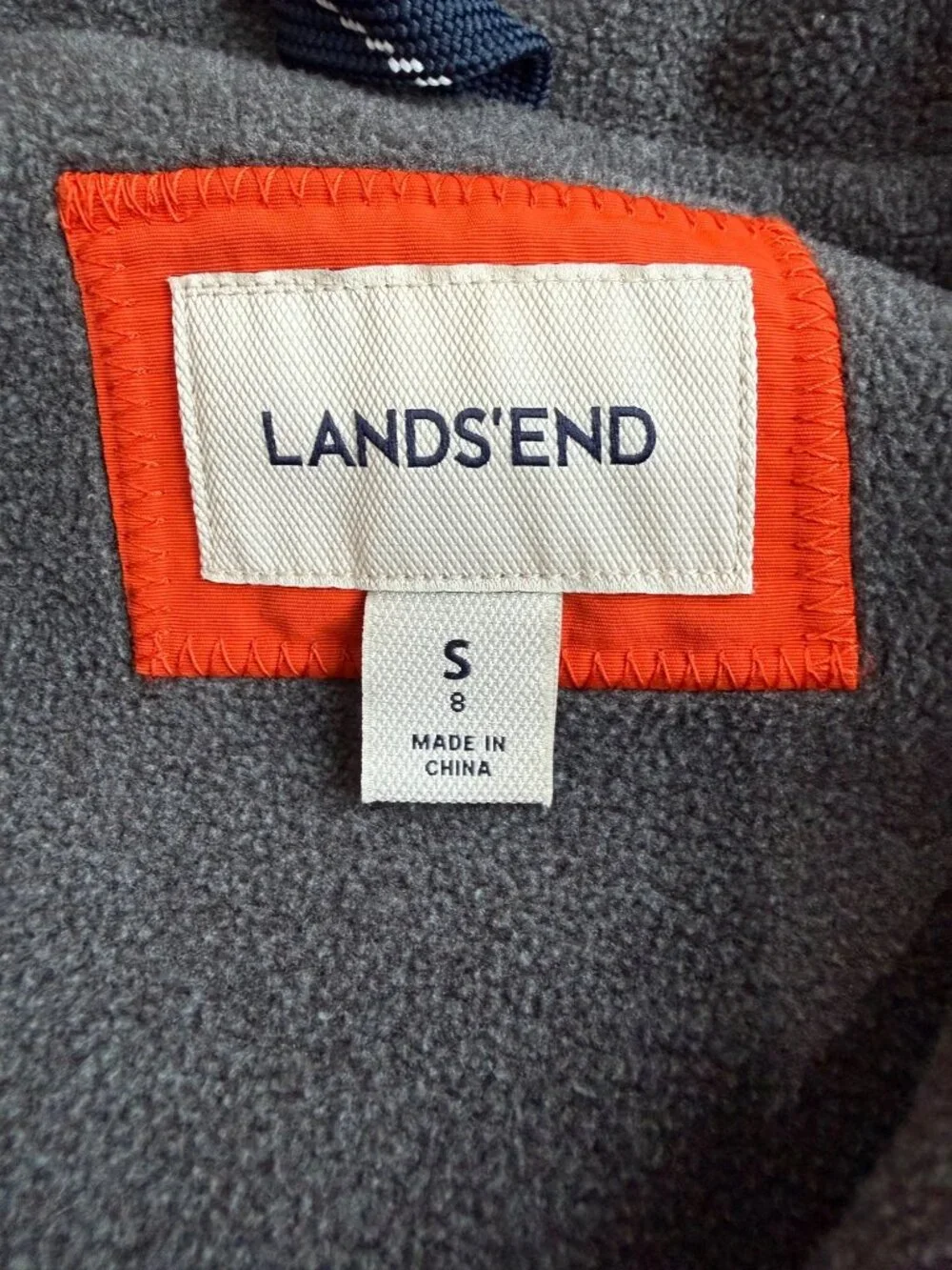 Lands End Jacket Boys Size Small / 8 Insulated Parka Orange Hooded Waterproof